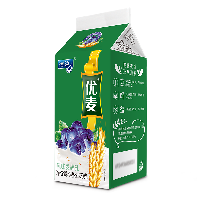 得益 优麦风味发酵乳酸奶 低温酸牛奶 燕麦谷物果粒酸奶 纸盒装 生鲜