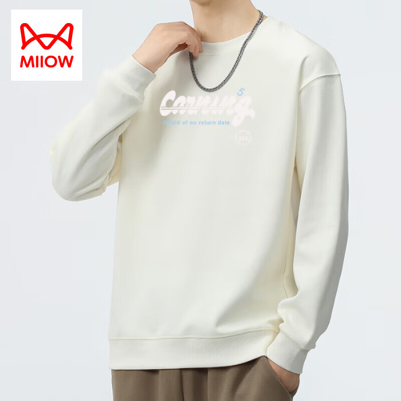 ���ڲ�����è�ˣ�MiiOW��2024�¿��＾������ʿ���ƿ���Բ��ӡ�����³���T������� ǳ��ɫ XL