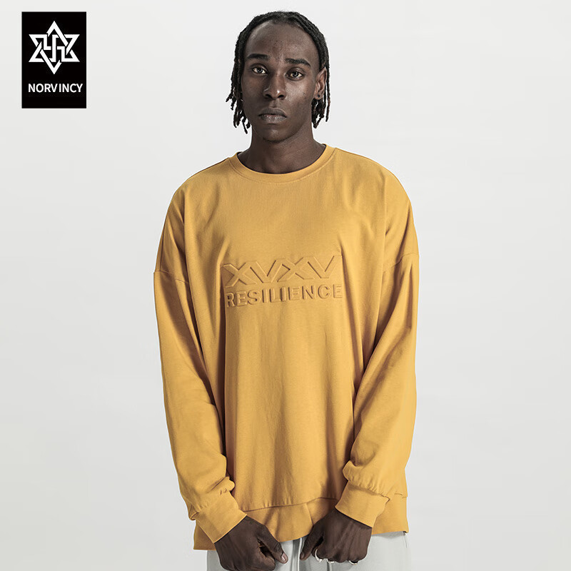 诺凡希诺凡希圆领全棉无帽卫衣男潮牌浮雕logo宽松长袖纯棉休闲上衣