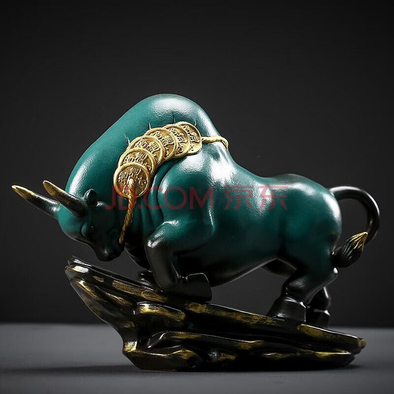 瑾瀚瓷轩景德镇陶瓷桌面摆件大青牛雕塑水牛古典艺术摆件家居客厅 牛
