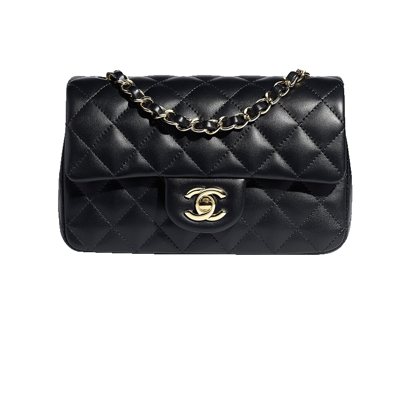 【二手99新】未使用 香奈儿(chanel)女士 cf黑金中号荔枝纹牛皮 单肩