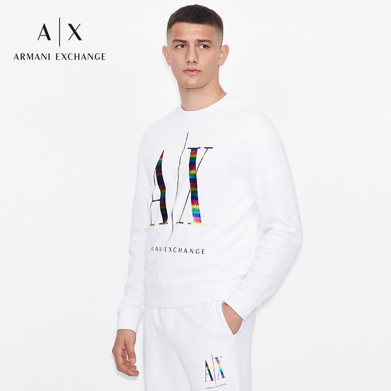 京东armaniexchange阿玛尼ax奢侈品男士卫衣6hzmcazjbazwhite1100白色