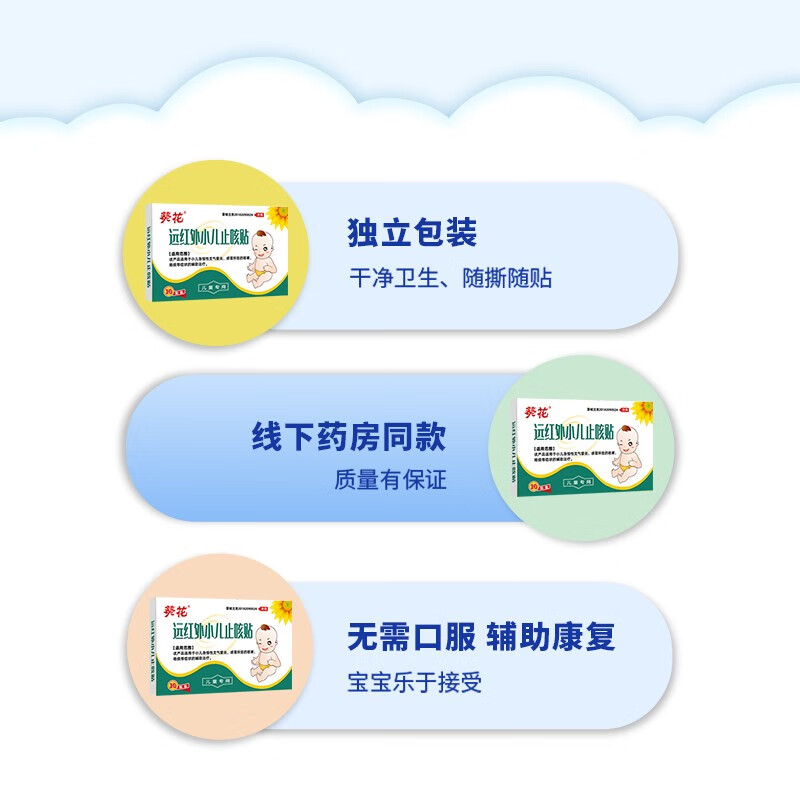 葵花小儿止咳贴儿童感冒贴咳嗽支气管炎喉咙干咳穴位远红外理疗磁疗贴 小儿止咳贴 10贴/盒