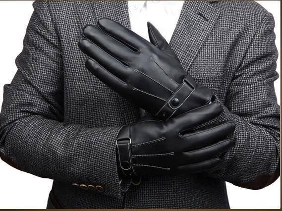 新款秋冬季保暖骑车开车户外加绒加厚皮尤皮男士三道筋触摸屏手套