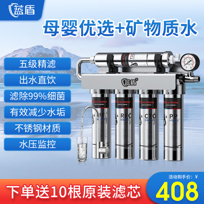 蓝盾 净水器家用直饮纯软水机厨房自来水龙头过滤器全屋中央前置反