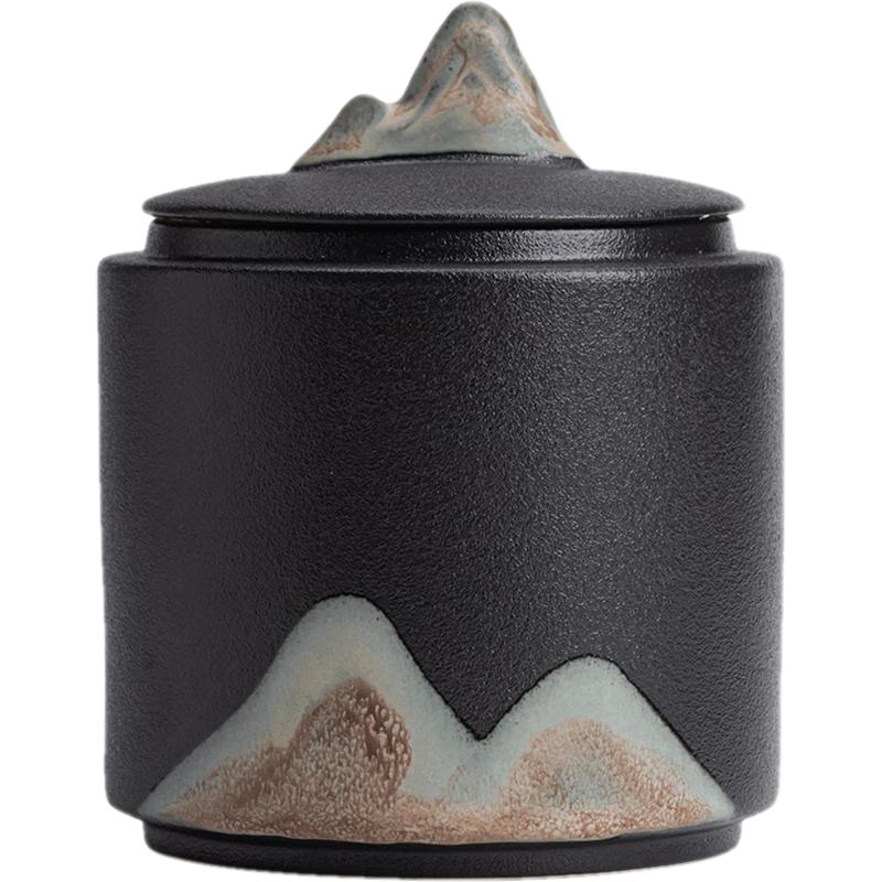 蘇氏陶瓷（SUSHI CERAMICS）手繪釉畫彩千里江山茶葉罐密封罐