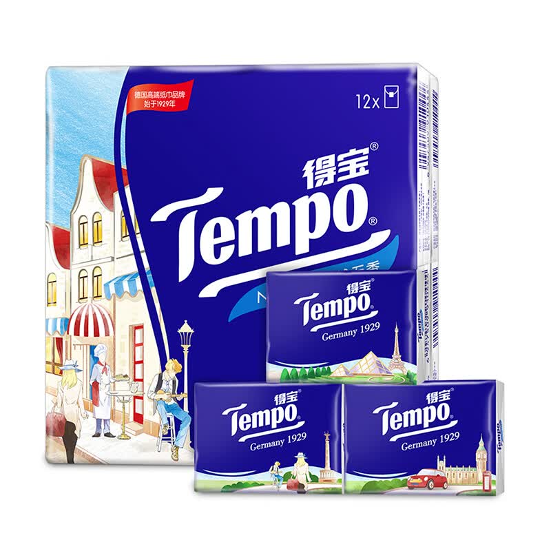 得宝(Tempo) 手帕纸 迷你欧式印花12包**4层*7张小包纸巾 天然无香怎么样,好用不?