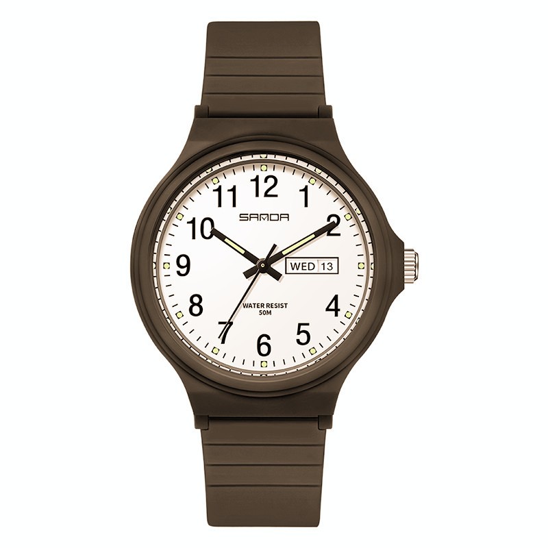 克洛奈CLNAI品牌手表超薄双日历夜光防水简约12数字学生考试腕表儿童男表女表多功能日期星期中性手表 黑带白面