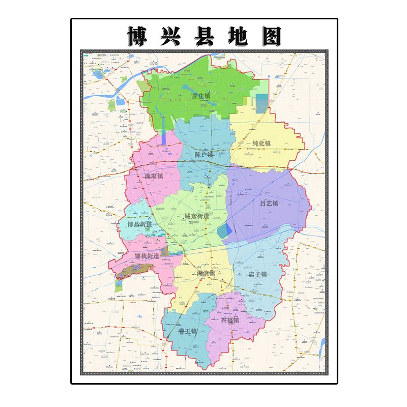 博兴县地图1.1m山东省滨州市新版高清贴画客厅沙发背景墙装饰画 覆膜