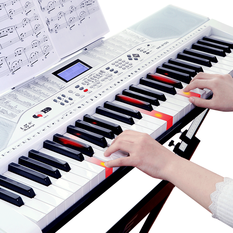 MEIRKERGRMK-2100电子琴-白色智能版+琴架智能亮灯61键钢琴键多功能电子琴|可以看京东电子琴历史价格