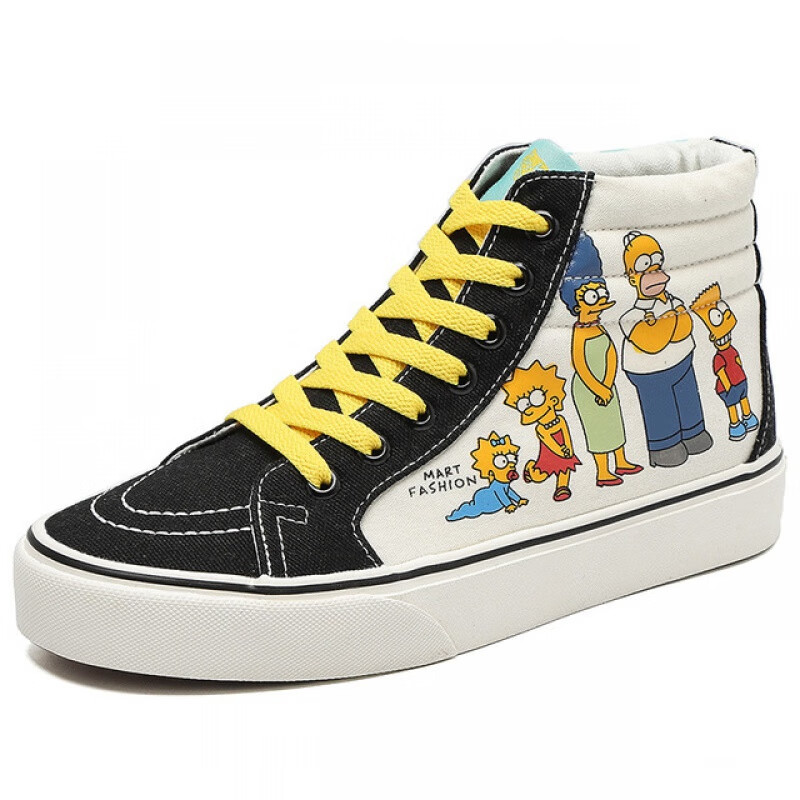 芹品辛普森一家板鞋鸳鸯鞋 休闲辛普森一家联名鞋子男高帮鸳鸯滑板鞋