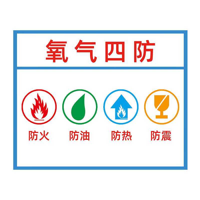 氧气四防标识牌防火防油防热防震提示牌安全生产警示标志牌气瓶存
