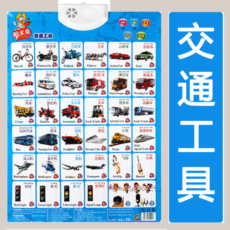 幼儿童数字拼音识字母表婴儿宝宝学说话音乐中英文挂画墙贴 交通工具