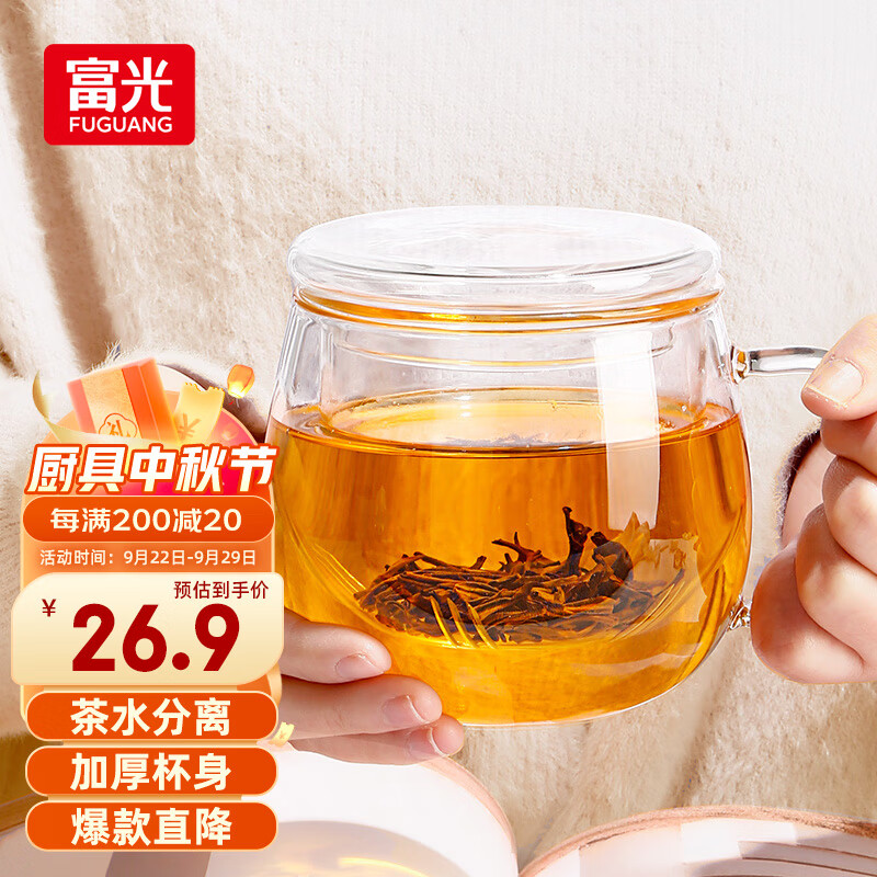 富光花茶杯 男女士茶水分离杯子 双层办公泡茶玻璃杯带把高硼硅水杯属于什么档次？