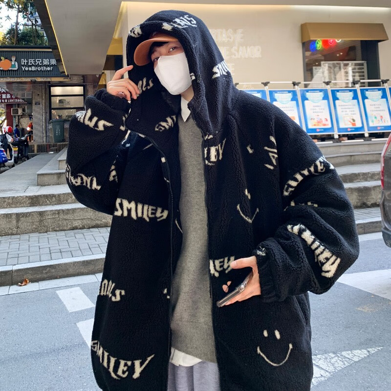 迪伽达棉服男装联名韩版冬季羊羔绒情侣棉衣潮牌加厚保暖休闲外套男士 FMQGCD-A14黑色 2XL 【建议155-170斤】 京东折扣/优惠券