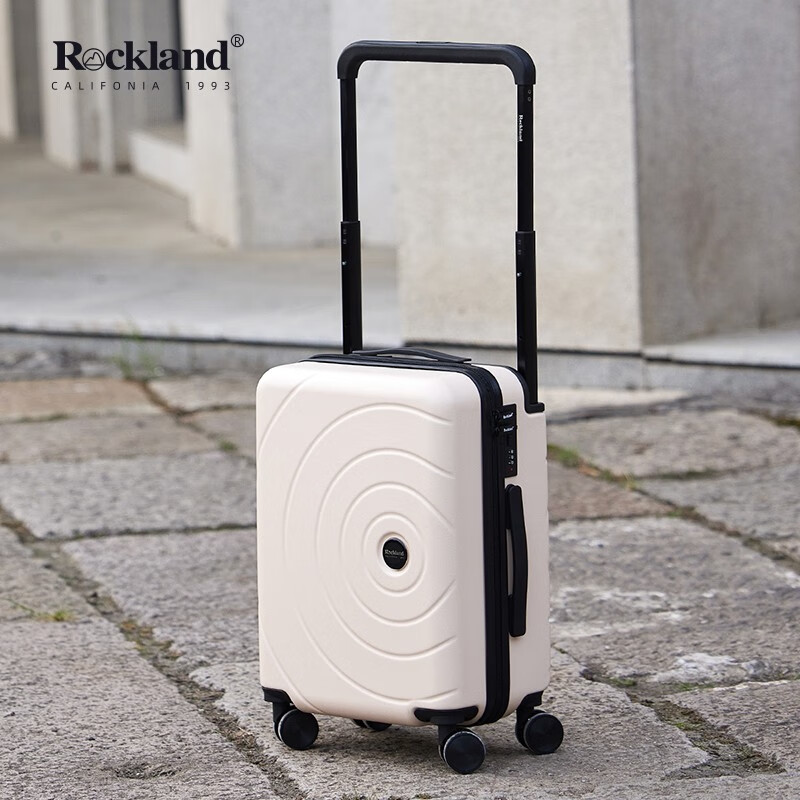 ROCKLAND美国Rockland洛克兰时尚拉链箱万向轮行李箱男女大容量拉杆箱 白色 20英寸