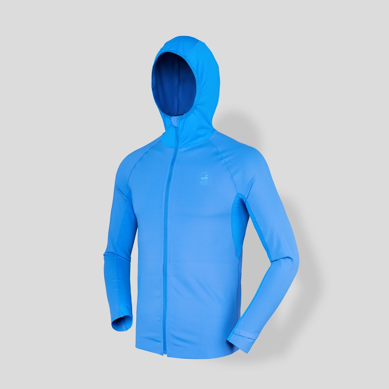 优极ug/ultragear 男女款连帽紧身透气跑步上衣高弹运动紧身衣 天蓝色