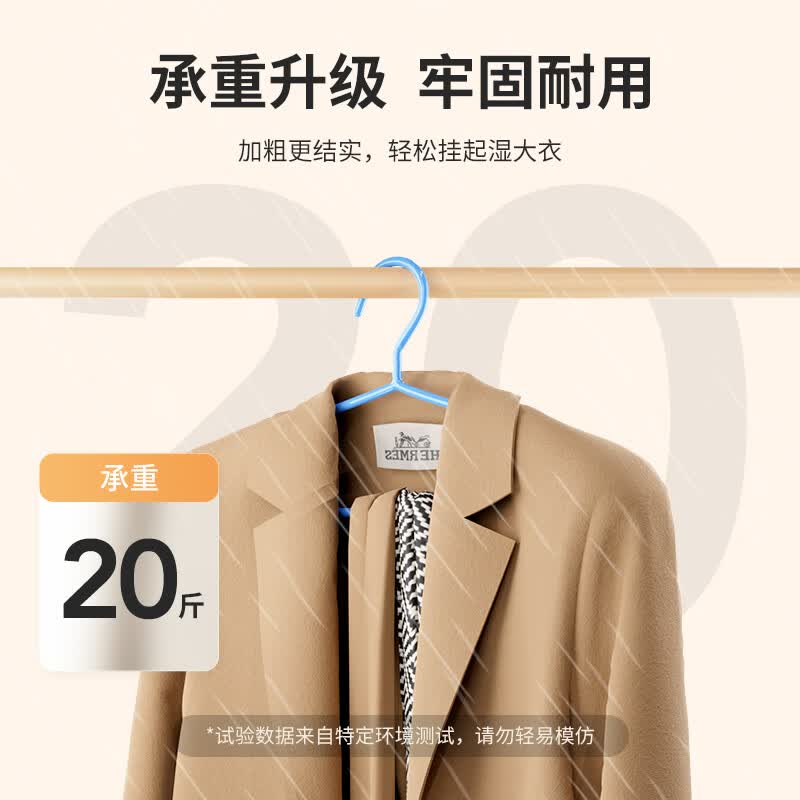 LYNN衣架 无痕晾衣架加粗 干湿两用防滑挂衣架成人衣服架衣撑子 【灰+粉】4MM加粗浸塑衣架 20支