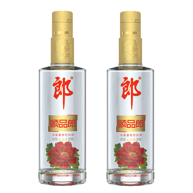 郎酒顺品郎 浓酱兼香型白酒 45度 480mL 2瓶 金盖双瓶装