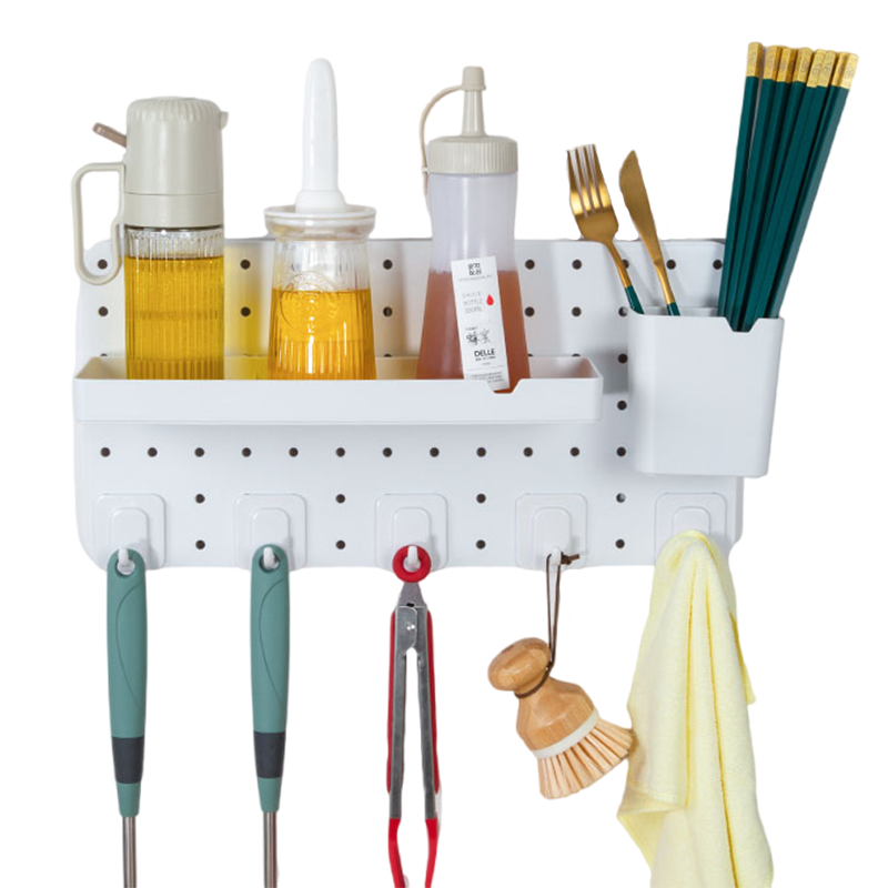 特美居洞洞板置物架 免打孔厨房浴室客厅墙面壁挂收纳架多功能8件套