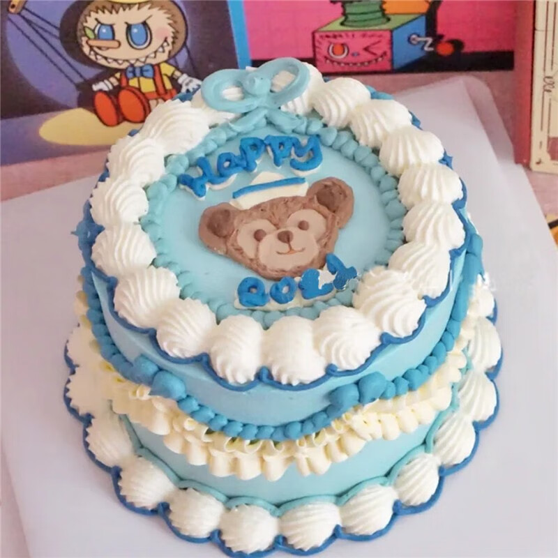 芙滋窝新款达菲熊生日蛋糕情侣迪士尼熊女生儿童女孩女友高级同城配送