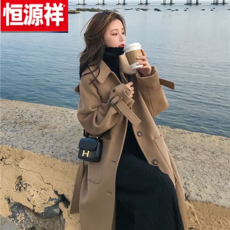 恒源祥（HYX）高档毛呢外套女2021年新款冬季小个子中长款韩系加厚蓝色呢子大衣 驼色 XL怎么样,好用不?