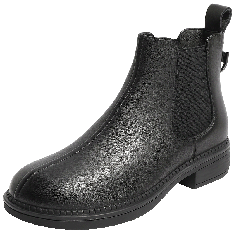 百丽切尔西靴女2022冬季新商场同款复古皮靴女气质加绒短靴价格走势及品牌评测