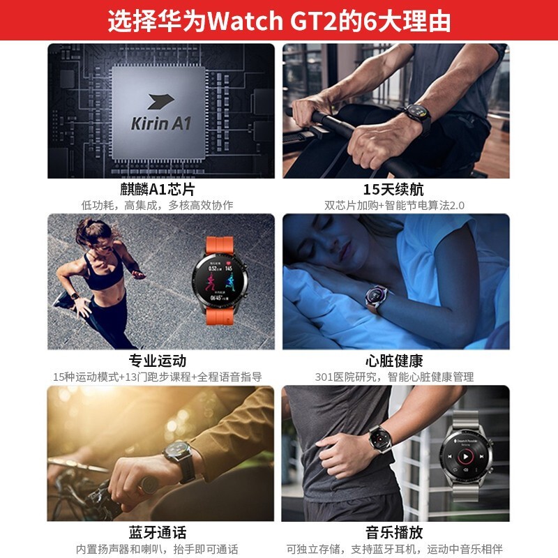 【太空人液晶动态表盘】华为手表watch gt2运动智能手表两周续航NFC男女成人蓝牙电话3pro 曜石黑-运动款丨送皮带+钢化膜+充电头+华为保温杯