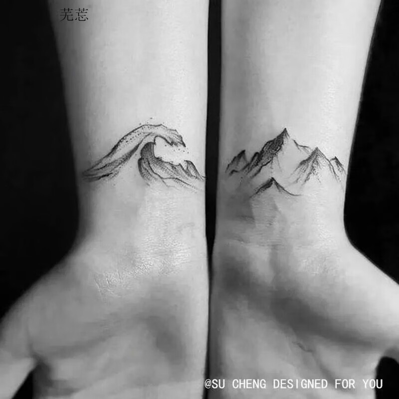 暗黑系ins风纹身贴防水女小清新情侣学生个性仿真纹身贴纸 山海图【10