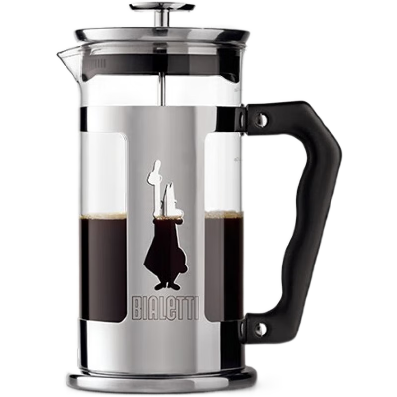 比乐蒂（Bialetti）法压壶不锈钢萃取咖啡壶打奶泡器具 法压壶LOGO款- 350ml