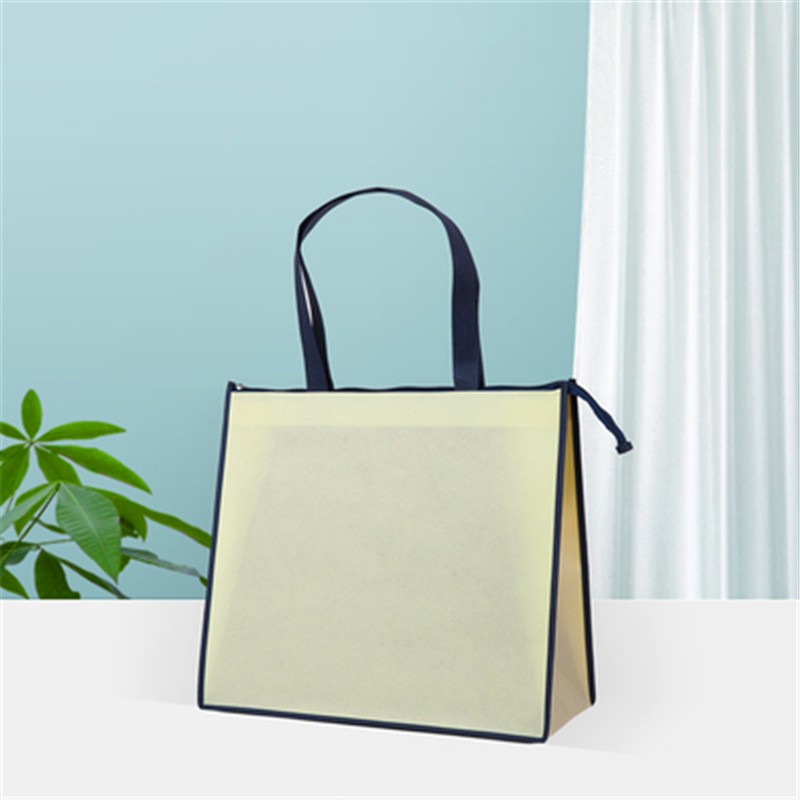 摩梧无纺布拉链收纳袋 加厚手提包 空白袋 袋口有拉链现货定做 蓝色 38*18*42cm 竖款中号 1个装