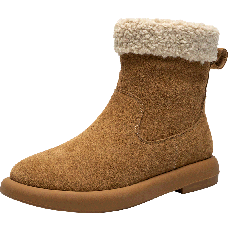 ZHRѩ��ѥŮţƤ���޼Ӻ�Ůѥ�������ëƽ�׶�ѥŮ EH97A ��ɫ 37 