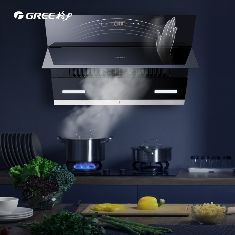 格力（GREE）油烟机烟灶套装 侧吸式抽油烟机燃气灶具套装 21大风量5.2kW大火力 挥手操控（X65+65T）