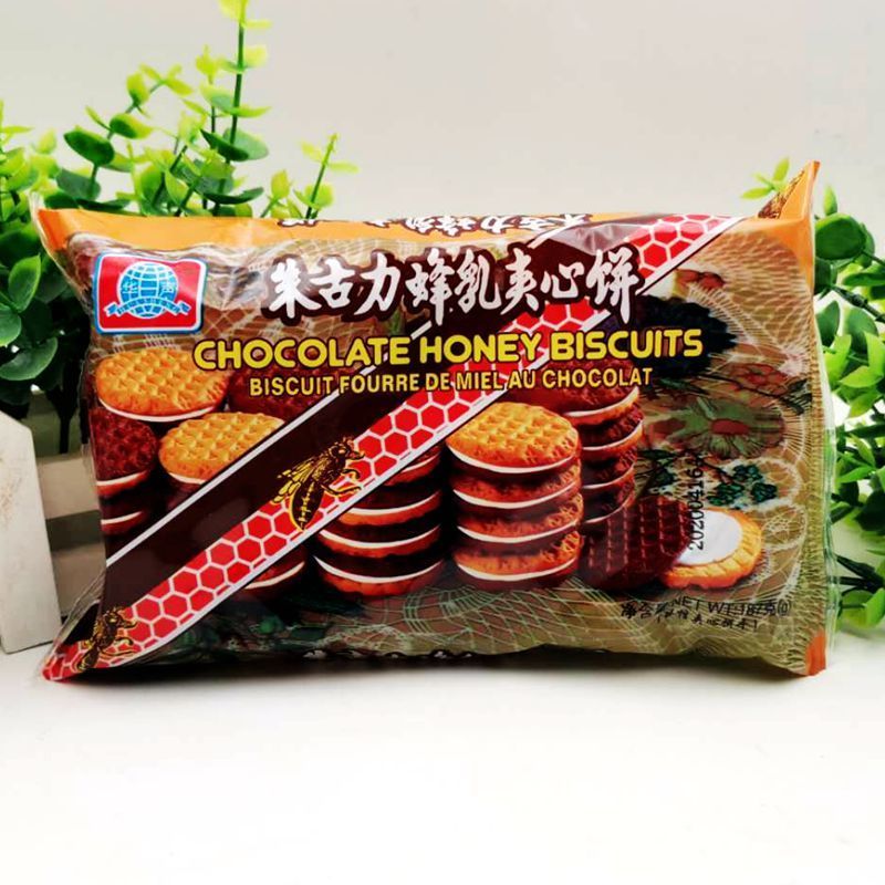 酷发沈阳特产8090后怀旧零食老式朱古力蜂乳夹心饼干早餐饼干 187g 3