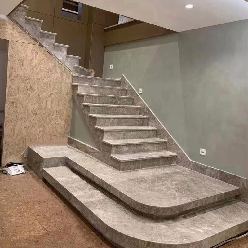 大理石楼梯踏步旋转弧形台阶石材踏板别墅家用复式楼自建房阁楼 测量