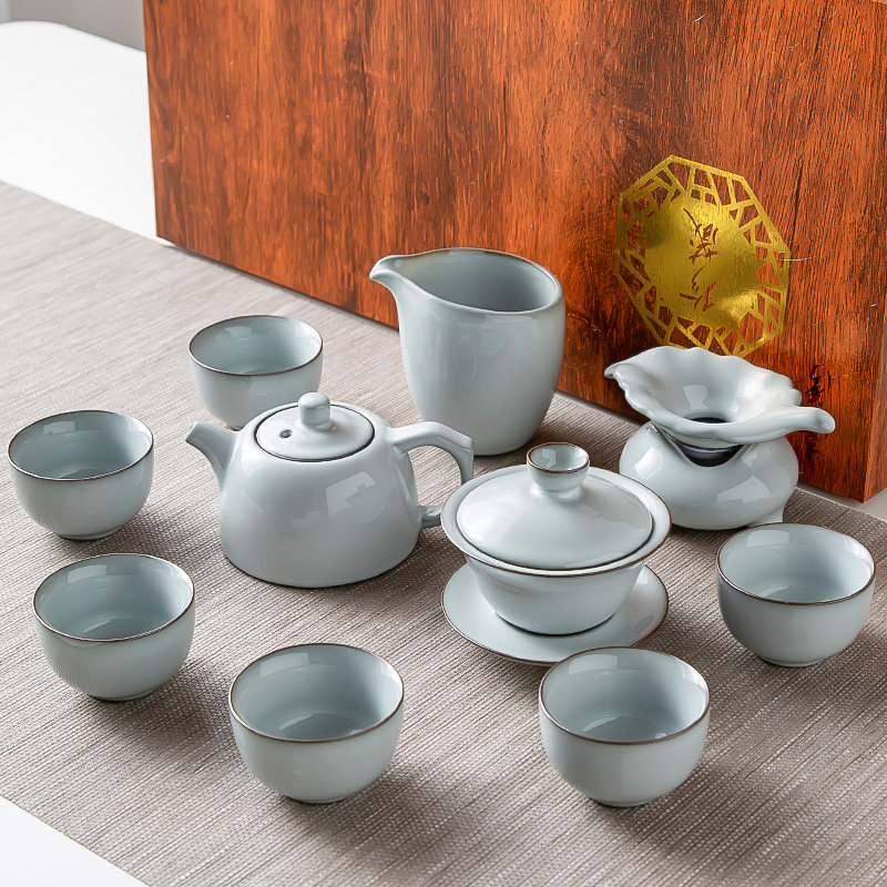 困而学 景德镇陶瓷茶具套装家用办公室会客一套功夫茶杯小茶壶礼盒装