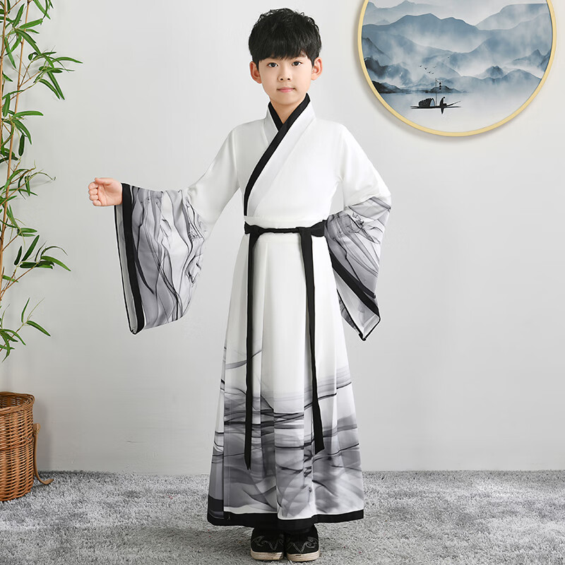 卡傲臻小学生传统国学服男女儿童古装书生汉服幼儿古典开笔礼飘逸书童