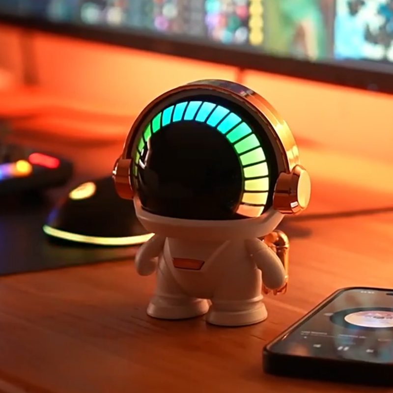 添祺太空人宇航员音箱蓝牙音响律动氛围灯生日礼物男生送男友男朋友高级实用创意男士兄弟520情人节 白金色蓝牙音箱-炫彩音乐律动