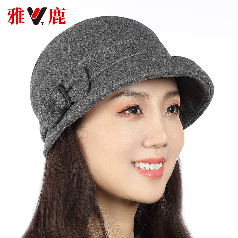 雅鹿帽子女秋冬贝雷帽新品日系羊毛保暖时尚复古百搭蝴蝶结礼帽 深灰色属于什么档次？