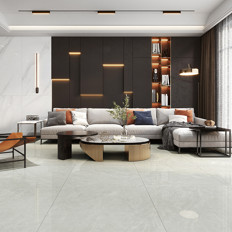 宏宇陶瓷 客厅通体大理石灰色地砖 800x800瓷砖 客餐厅现代欧式简约hp