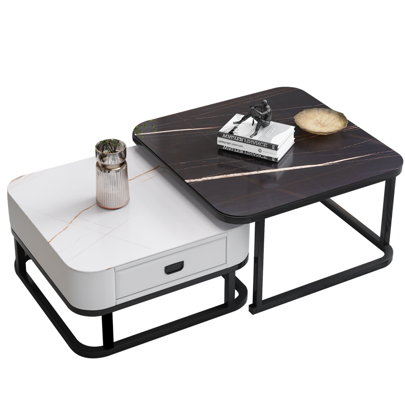 雅美乐电视柜茶几组合套装轻奢卧室电视机柜简易轻奢客厅小户型家用简约 钢化玻璃方形茶几 YCJS98