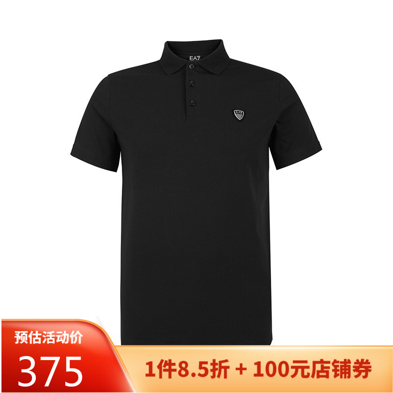 【520礼物】阿玛尼（ARMANI）EA7 男士品牌徽标短袖POLO衫 黑色8NPF93 PJ03Z 01200 M