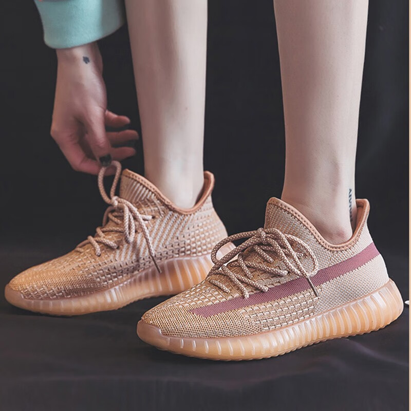 零度闽立发范思哲轻奢女鞋椰子鞋女透气运动鞋女2024年网面飞织休闲鞋