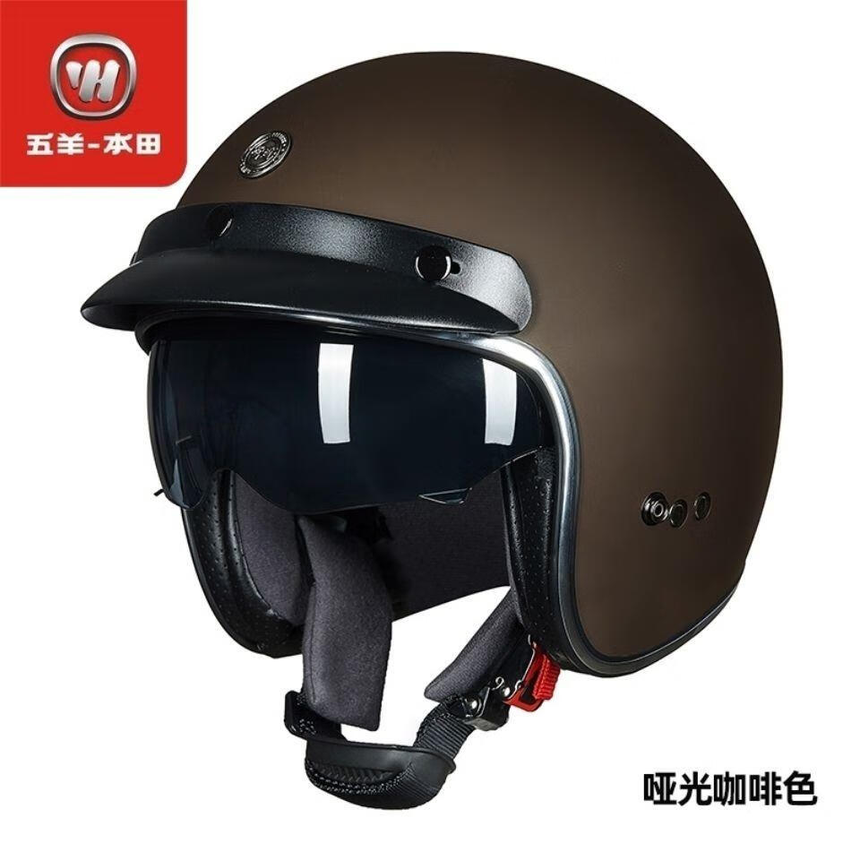 刘潮布五羊本田头盔原厂摩托车电动车头盔半盔鸷道复古头盔幼兽头盔
