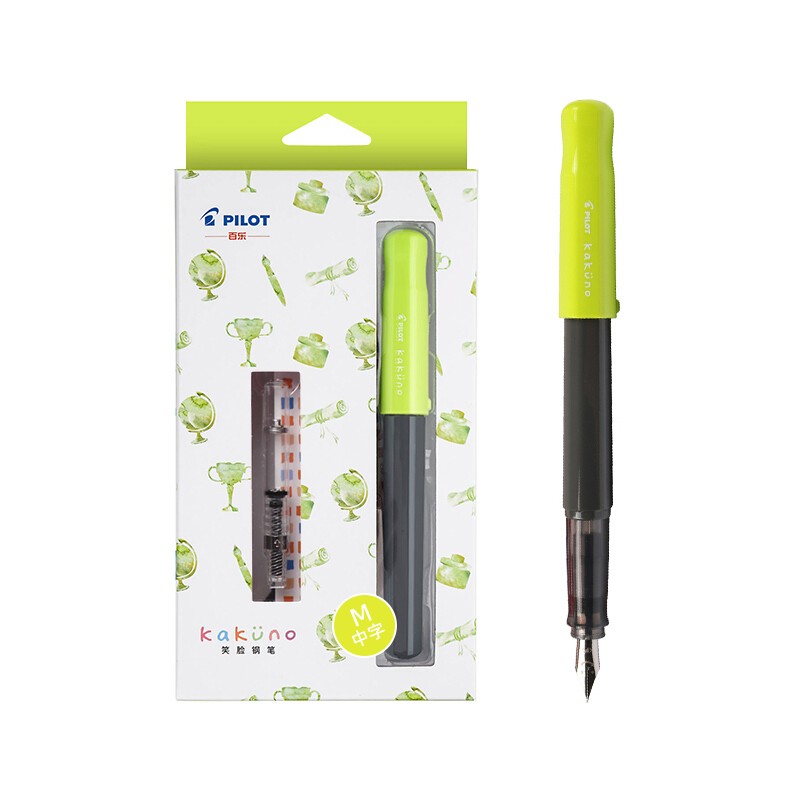 百乐(pilot)笑脸钢笔学生练字笔 配吸墨器/墨囊 入门级书法笔 kakuno