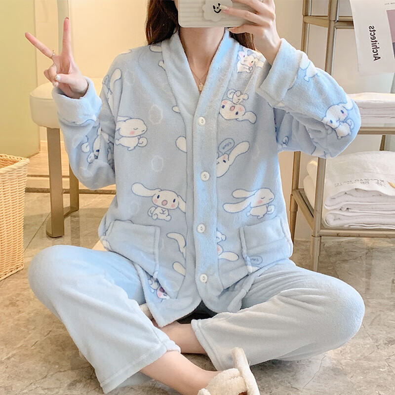 【旗舰店】凯洁澳 卡通保暖睡衣 蓝玉桂狗 M