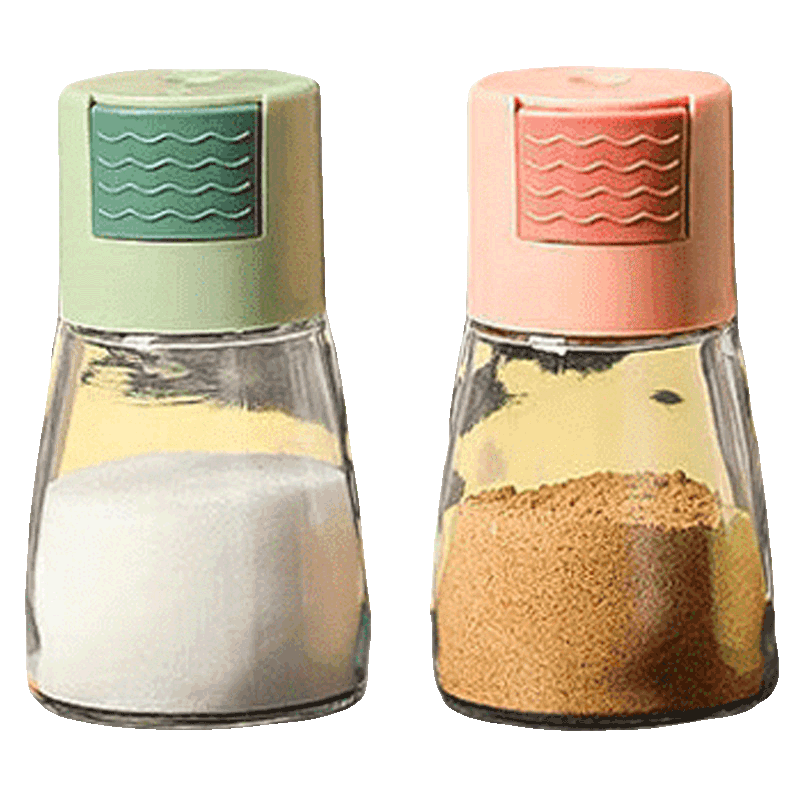 惠寻玻璃盐罐烧烤调料瓶勺盖一体家用密封收纳放盐瓶白糖罐 撒盐罐