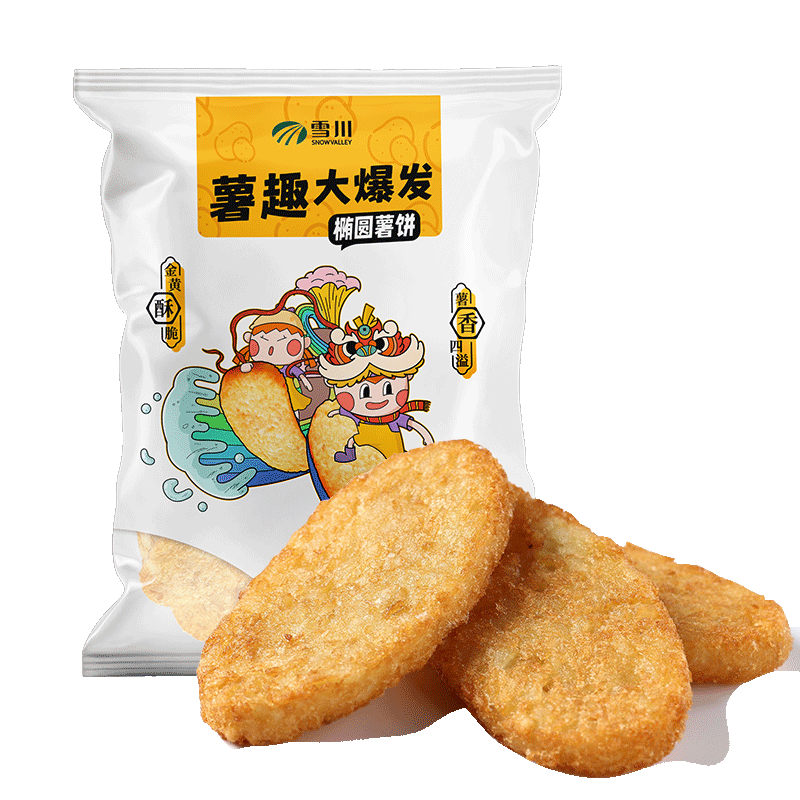 雪川食品（Snow Valley）椭圆薯饼2kg国产薯条半成品 空气炸锅食材预制菜