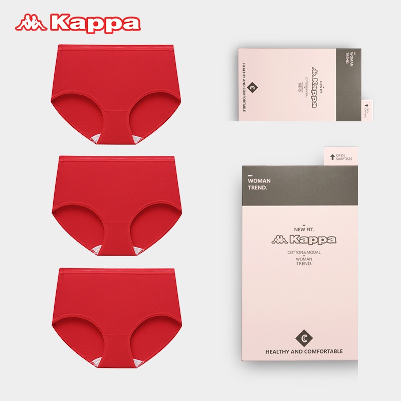 【礼盒】kappa卡帕内裤女新品牛年本命年平角裤60s莫代尔健康高弹无痕