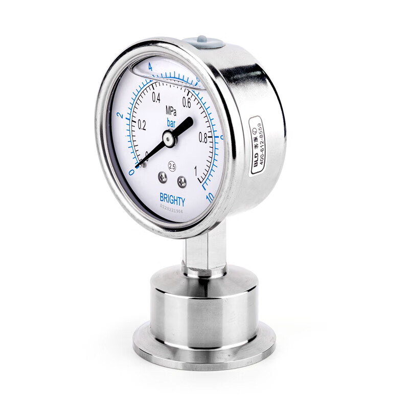 布莱迪bld北京pythn-063卫生型不锈钢耐震隔膜压力表快装卡箍50.